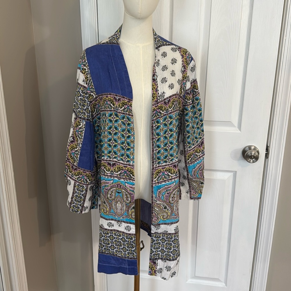 Chico’s Patchwork Linen Duster Jacket